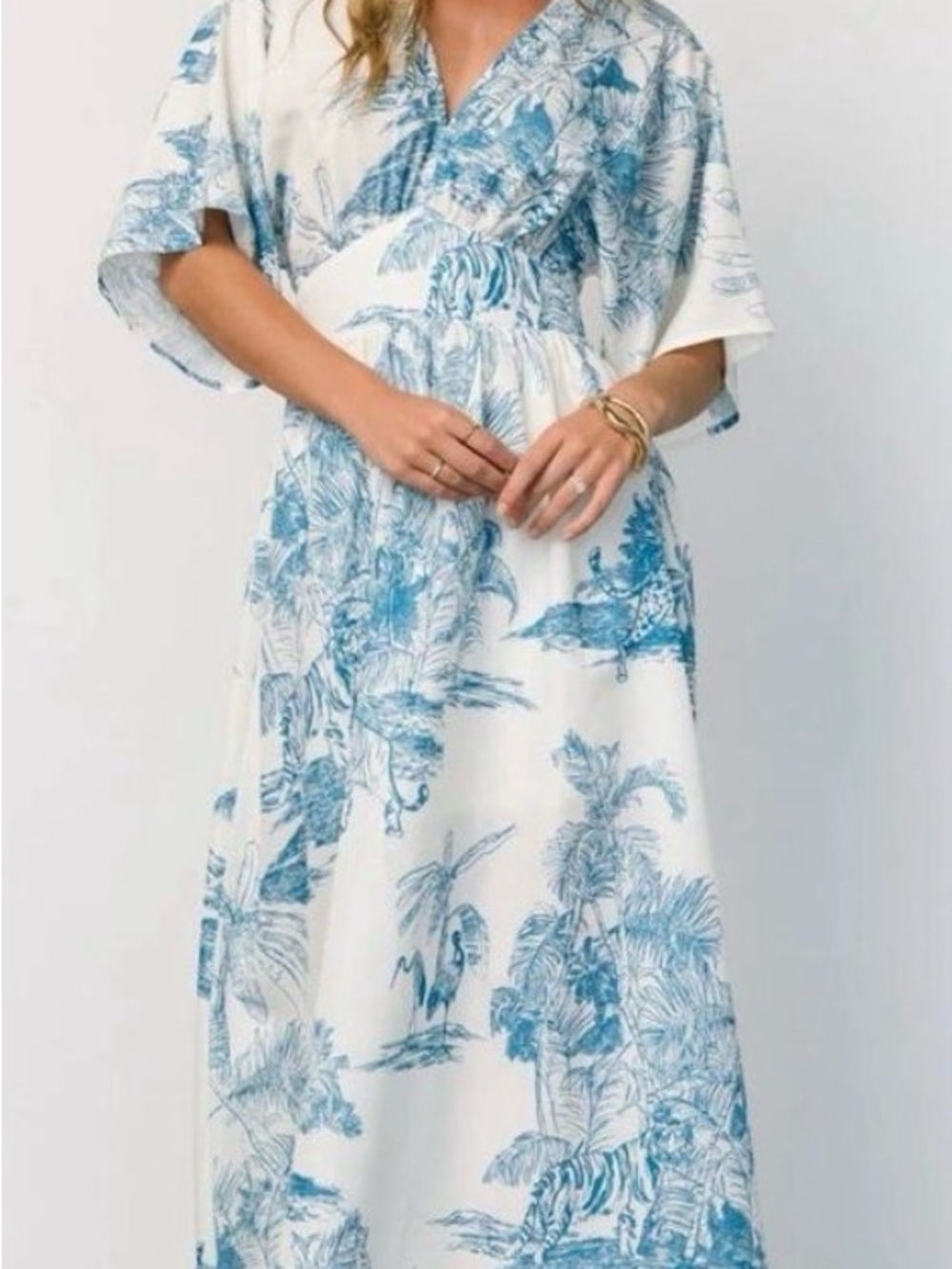 Baltic Born Dara Maxi Dress NWT Blue and White XL Tropical Resort Vacation